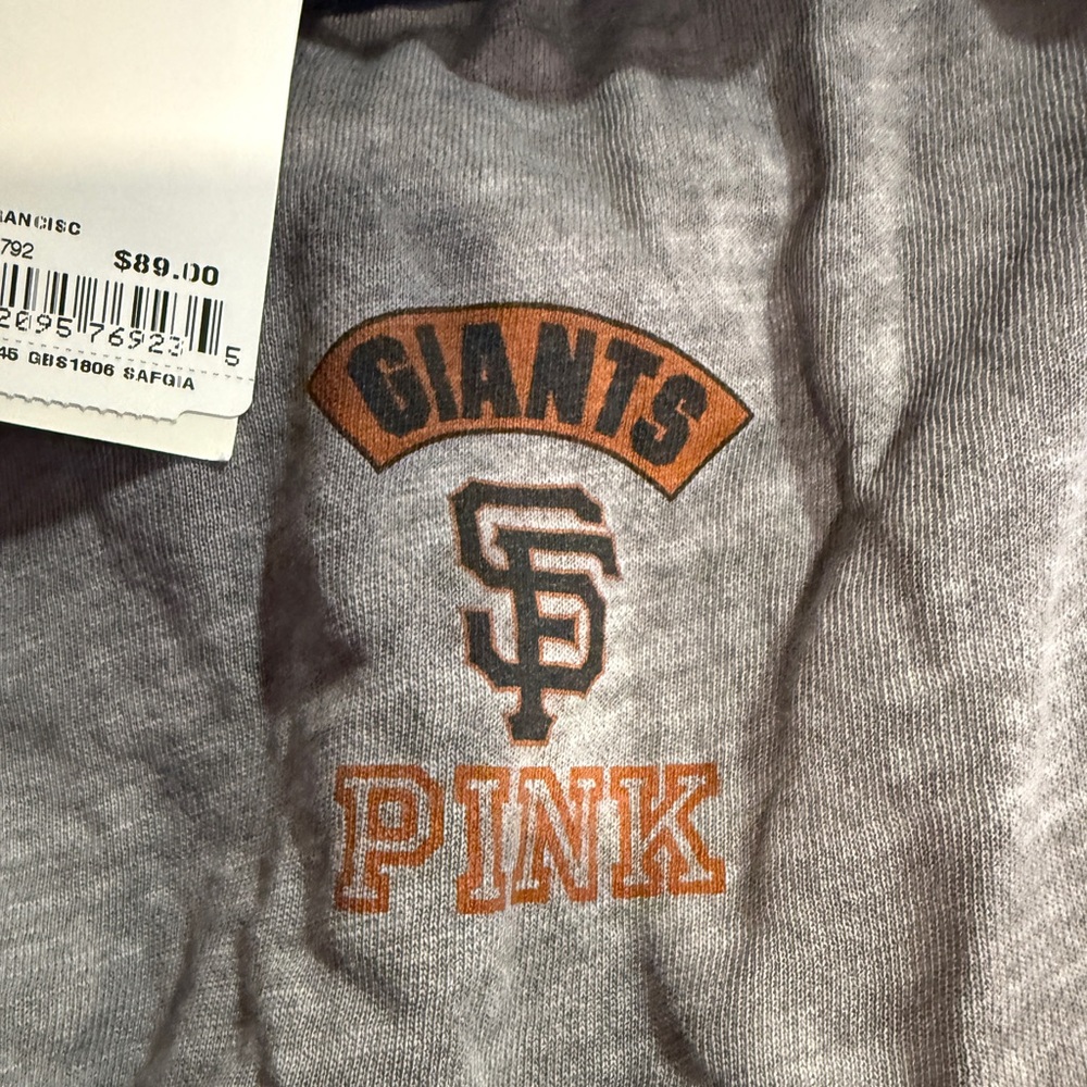 Victoria's Secret SF Giants Cropped Cold Shoulder Long Sleeve T-Shirt. NWT - Picture 5 of 6